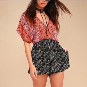 Free People Arizona Orange & Black Romper with Pockets Size Medium